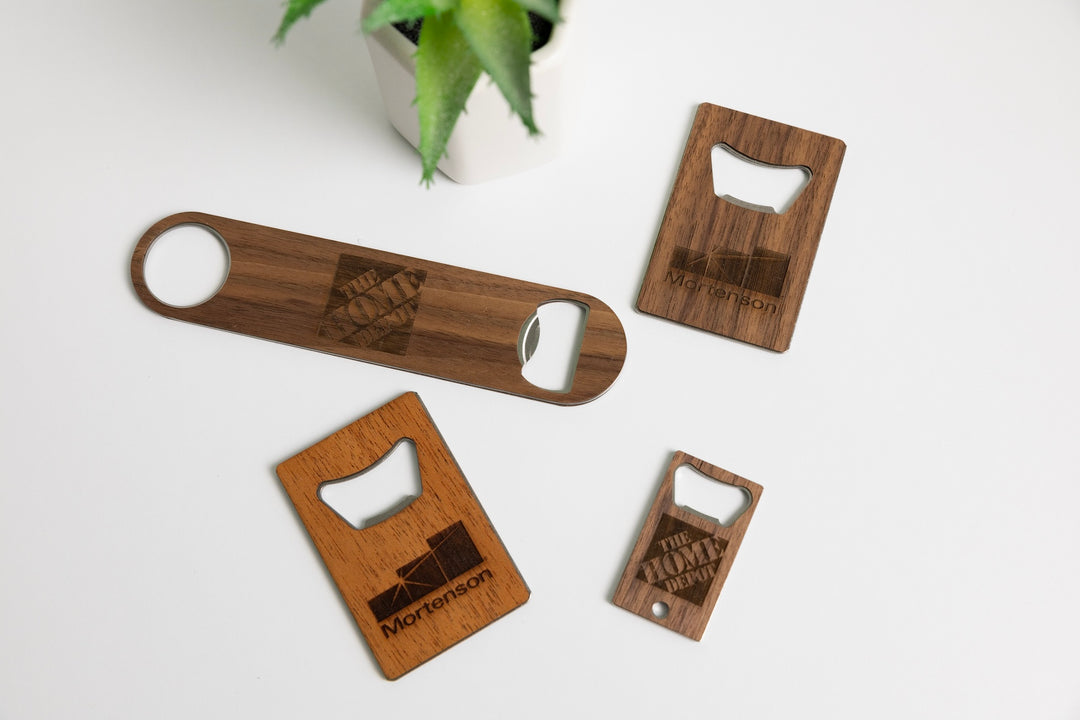 Engraved wood bottle opener corporate gifts