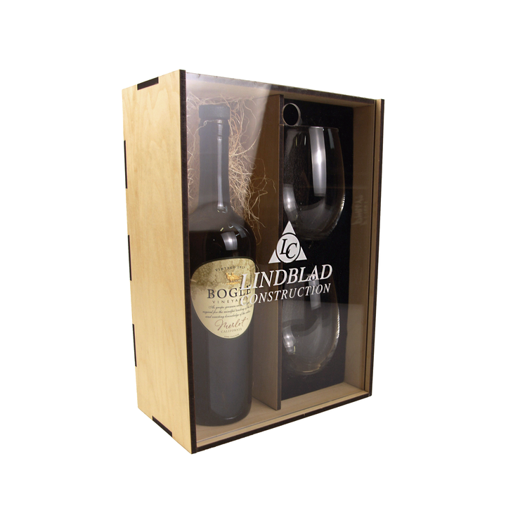 Maple Wine Glass and Bottle Gift Set