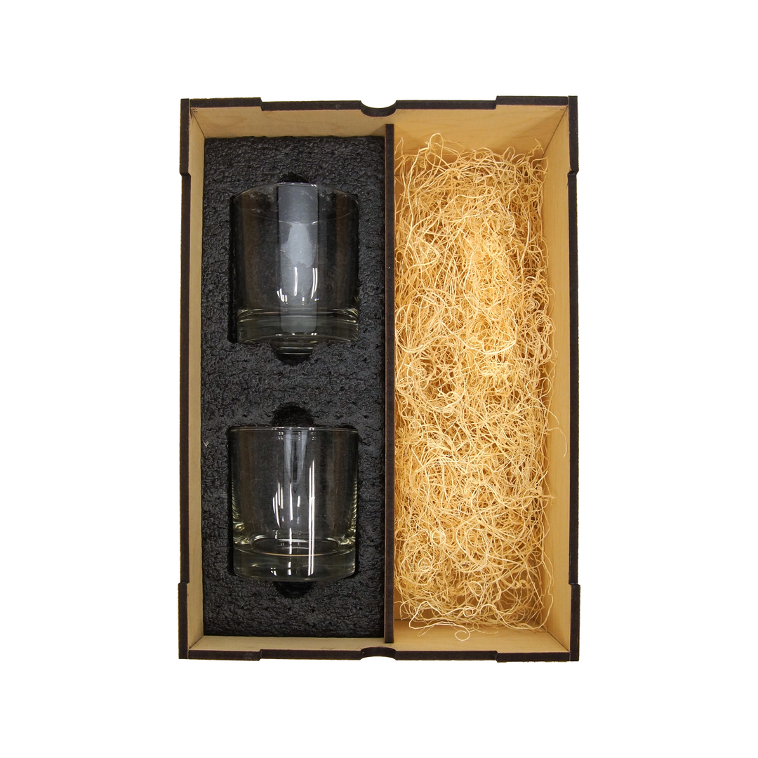 Liquor Bottle and Rocks Glasses Box Kit