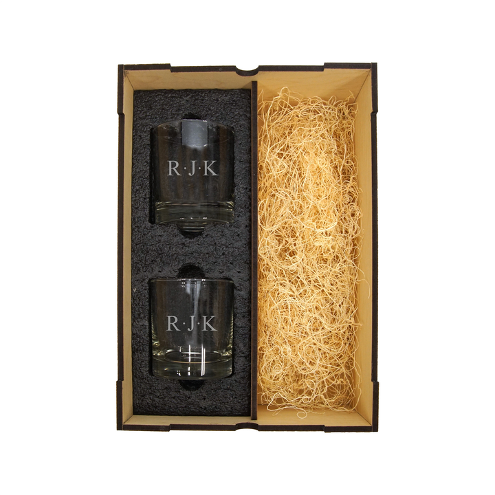 Liquor Bottle and Rocks Glasses Box Kit