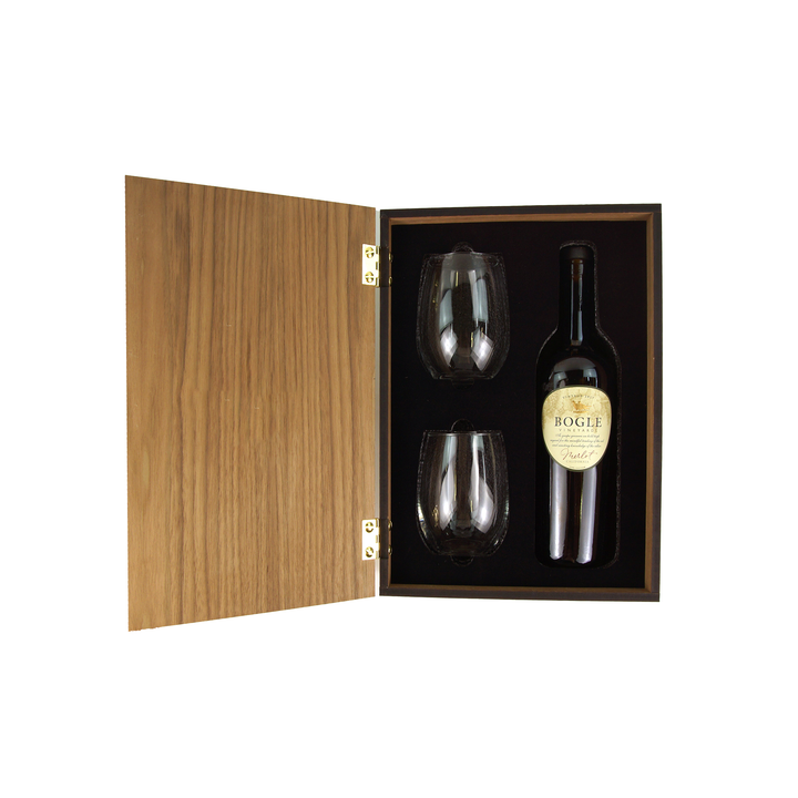 Walnut Hinge Wine Glass Gift Set