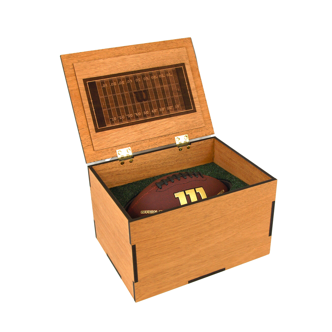 Football Stack Box Football Mahogany Hinge Box – Woodchuck Products
