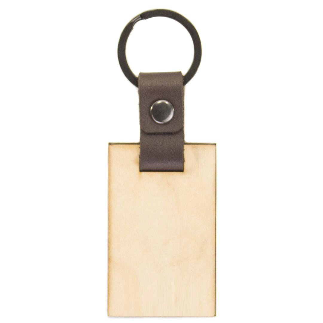 Blank Leather And Wood Keychain