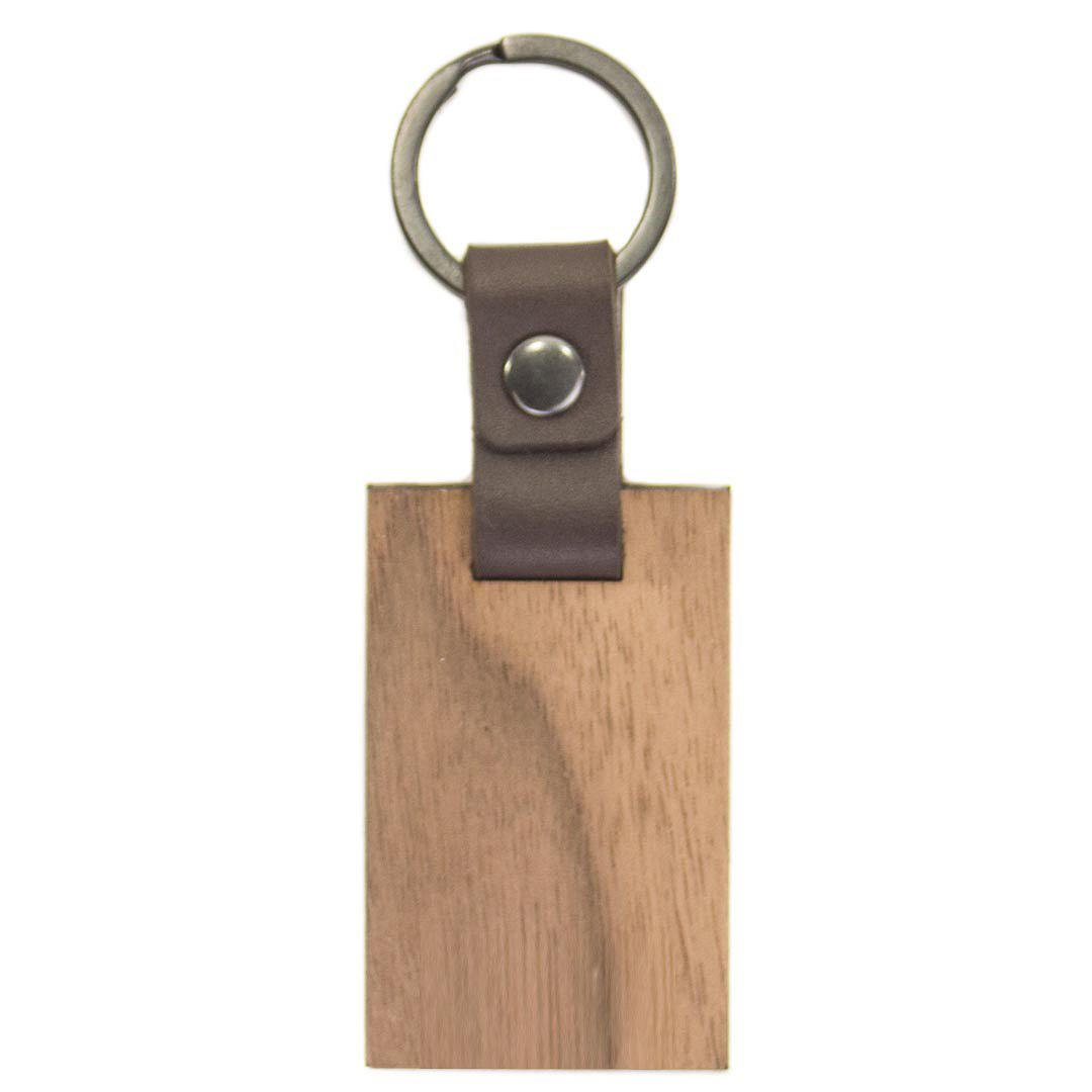 Blank Leather And Wood Keychain